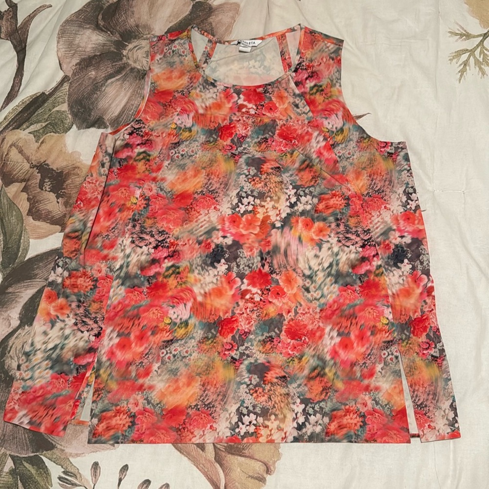 Athleta sleeveless floral blouse XL